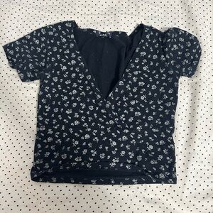 Brandy Melville Floral Black Top